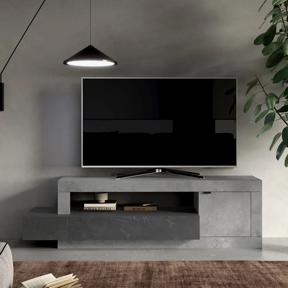 Fiora TV Stand with 1 Door 1 Drawer - Cement and Lead, Wood image
