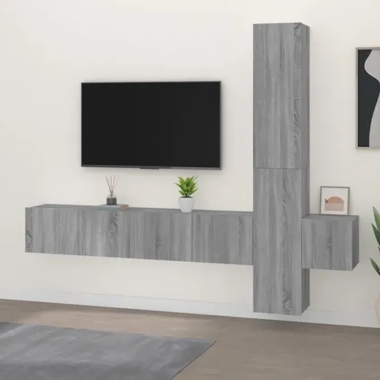 Firuz Wall-Mounted TV Cabinet Set - Grey Sonoma Oak, Engineered Wood product