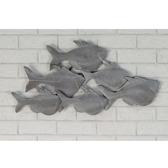 Fished Wall Art - Grey, Metal product