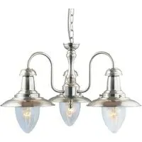 Fisherman 3 Light Seeded Glass Pendant Light - Silver