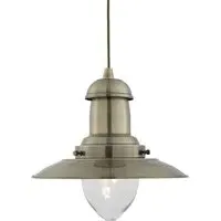 Fisherman Glass Shade Pendant Light - Antique Brass