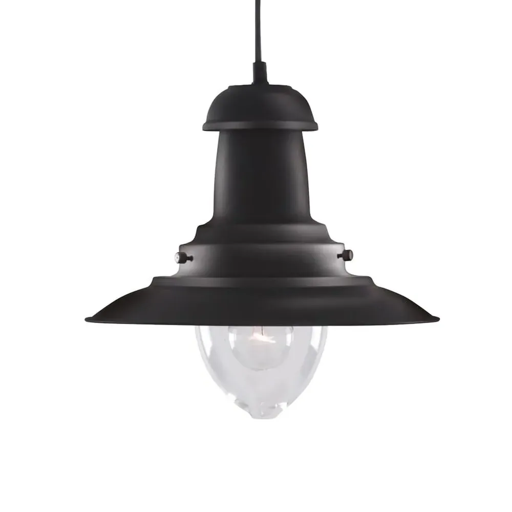 Fisherman Glass Shade Pendant Light - Black