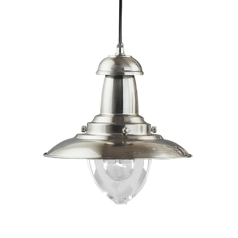Fisherman Glass Shade Pendant Light - Silver