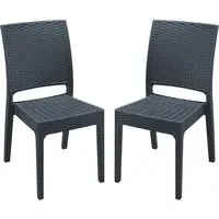 Fishkill Rattan Dining Chairs Pair - Dark Grey