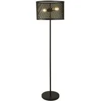 Fishnet 2 Lights Floor Lamp - Black, Steel