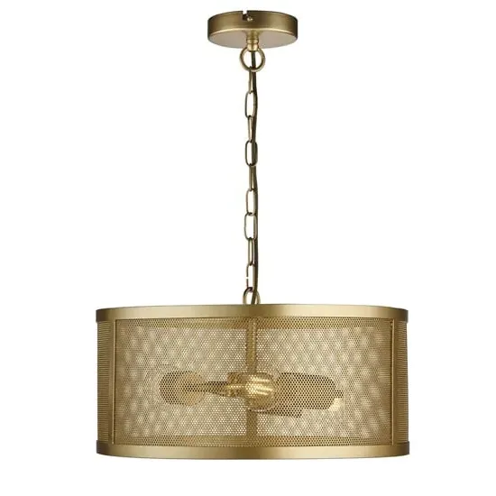 Fishnet 3-Light Drum Pendant Light - Gold, Steel