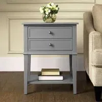 Fishtoft Side Table with 2 Drawers - Grey