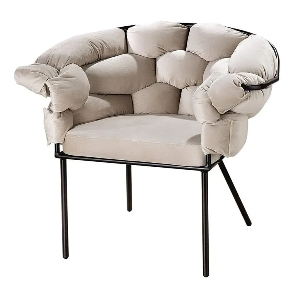 Fitchburg Fabric Armchair with Metal Legs - Beige