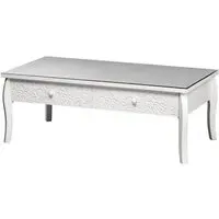 Flair Glass Top Coffee Table with 2 Drawers - White