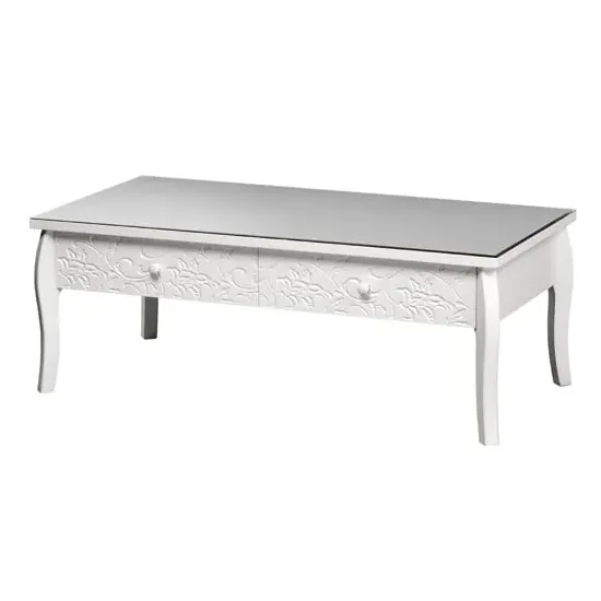 Flair Glass Top Coffee Table with 2 Drawers - White image