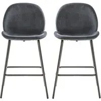 Flanaven Bar Chairs (Pair) - Dark Grey, Velvet alternate view