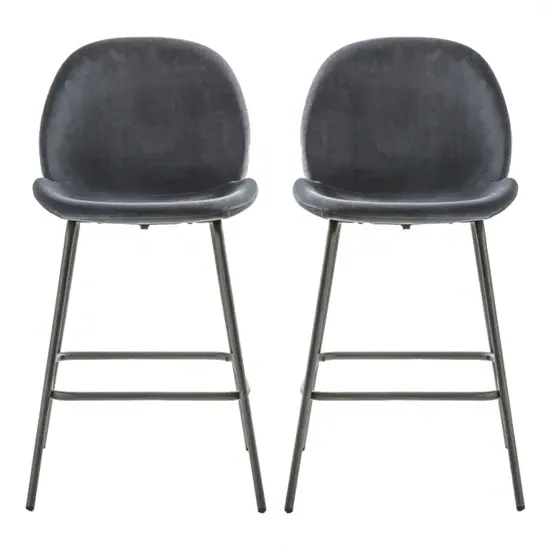 Flanaven Bar Chairs (Pair) - Dark Grey, Velvet product