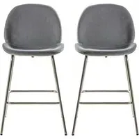 Flanaven Bar Chairs with Gold Legs - Light Grey, Velvet