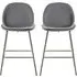 Flanaven Bar Chairs with Gold Legs - Light Grey, Velvet