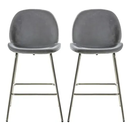 Flanaven Bar Chairs with Gold Legs - Light Grey, Velvet image