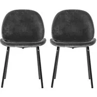 Flanaven Dining Chair (Set of 2) - Dark Grey, Velvet alternate view