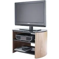 Flare Small TV Stand with Adjustable Shelving - Black Glass, Light Oak alternate view