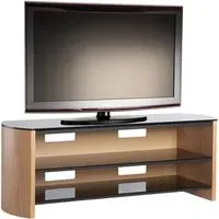 Flare TV Stand with 2 Shelves - Light Oak, Wood