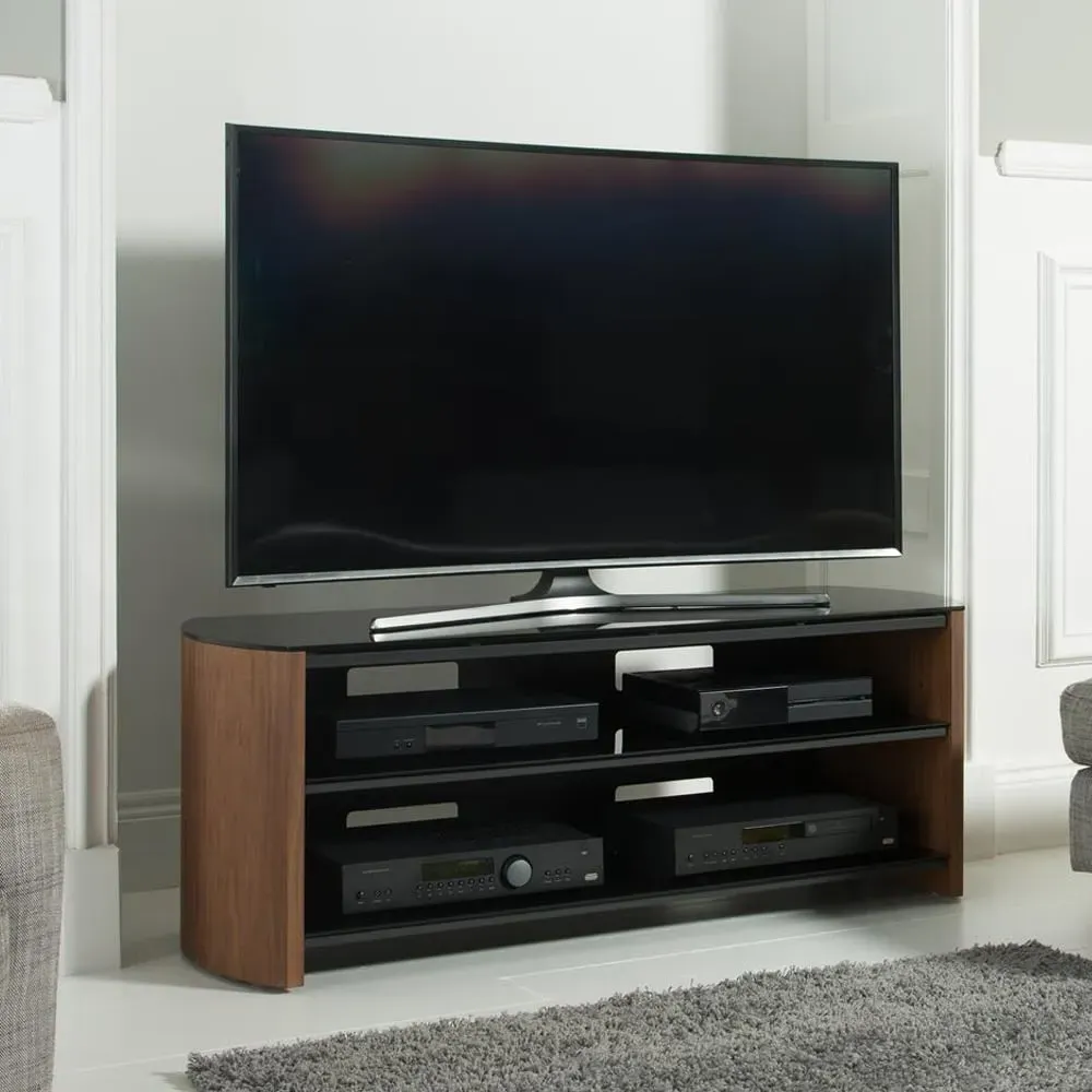 Flare TV Stand with 2 Shelves - Walnut, Wood