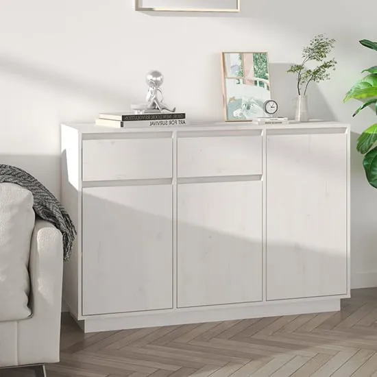 Flavius Sideboard with 3 Doors 2 Drawers - White, Pine image