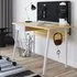 Flaxton Laptop Desk with Cable Management - Light Oak, White