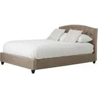 Flegetonte Double Bed with Diamond Tufting - Mink, Velvet