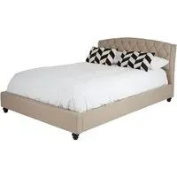 Flegetonte King Size Bed - Beige, Hopsack Fabric
