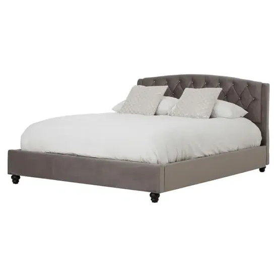 Flegetonte King Size Bed - Brushed Steel, Velvet