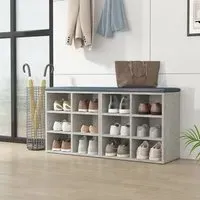 Fleta Shoe Storage Bench with 12 Shelves - Concrete Effect
