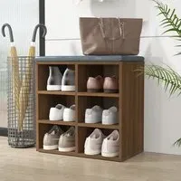 Fleta Shoe Storage Bench with 6 Shelves - Brown Oak