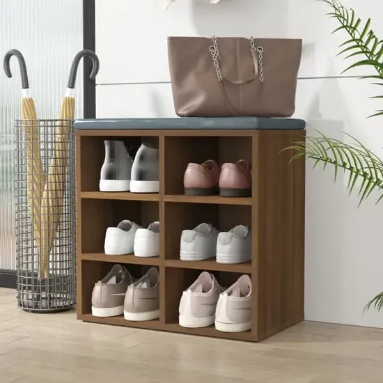 Fleta Shoe Storage Bench with 6 Shelves - Brown Oak image