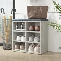 Fleta Shoe Storage Bench with 6 Shelves - Concrete Effect
