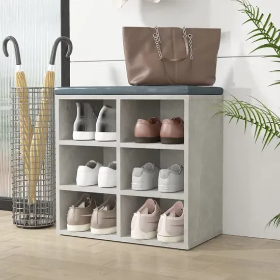 Fleta Shoe Storage Bench with 6 Shelves - Concrete Effect