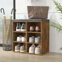 Fleta Shoe Storage Bench with 6 Shelves - Smoked Oak