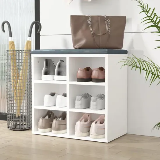 Fleta Shoe Storage Bench with 6 Shelves - White product