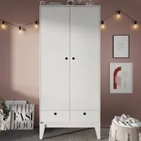 Fletcher Wooden Wardrobe with 2 Doors - White