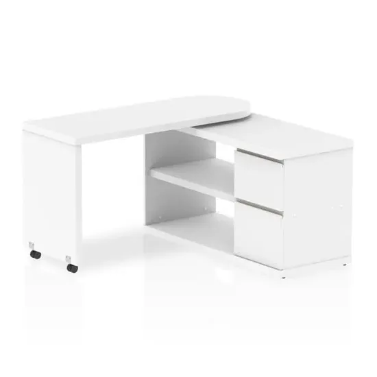 Fleur Rotating Storage Computer Desk - White