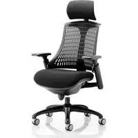 Flex Task Office Chair with Headrest - Black, Fabric