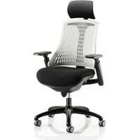 Flex Task Office Chair with Headrest - Black Frame, White Back