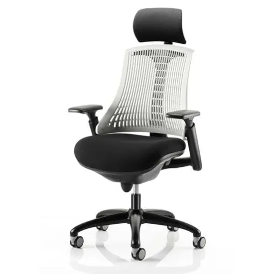Flex Task Office Chair with Headrest - Black Frame, White Back image