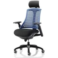 Flex Task Office Chair with Headrest - Blue, Fabric