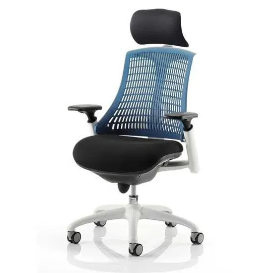 Flex Task Office Chair with Headrest - Blue, Fabric