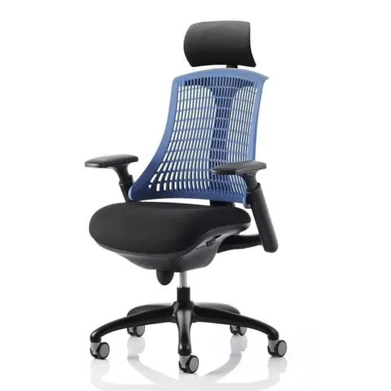 Flex Task Office Chair with Headrest - Blue, Fabric