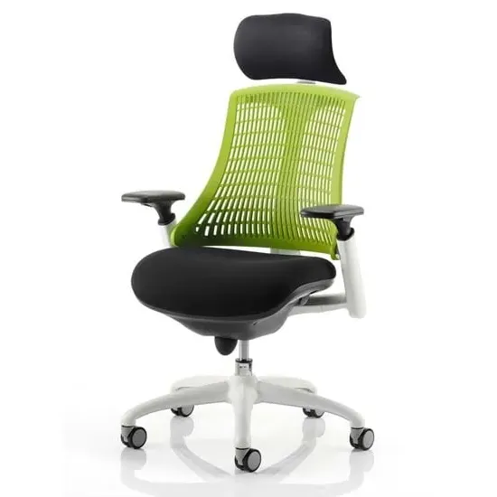 Flex Task Office Chair with Headrest - Green, Fabric