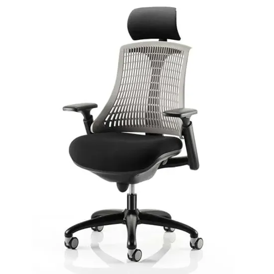 Flex Task Office Chair with Headrest - Grey, Fabric
