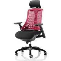 Flex Task Office Chair with Headrest - Red, Fabric