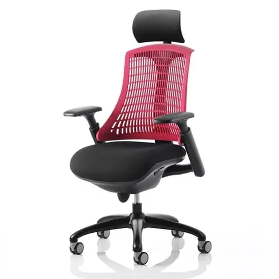 Flex Task Office Chair with Headrest - Red, Fabric