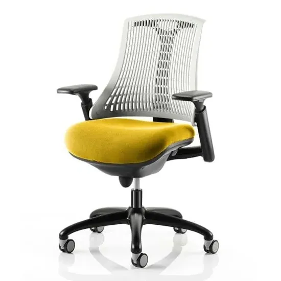 Flex Task Office Chair with Headrest - White Back, Senna Yellow