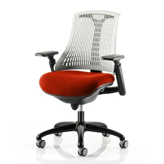 Flex Task Office Chair with Headrest - White Back, Tabasco Red