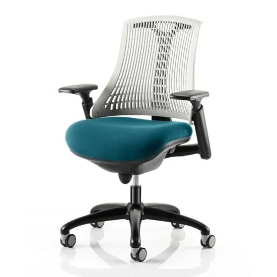 Flex Task Office Chair with Headrest - White Back, Teal Seat